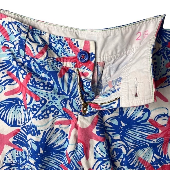 Lilly Pulitzer She She Shells Callahan Shorts Size 2 Starfish Shells Blue Red - Picture 4 of 9